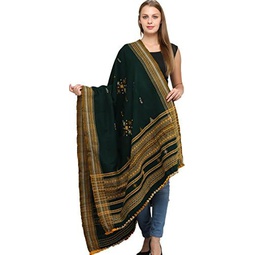 Shawl from Kutch with Embroidered Bootis and Mirrors - Wool