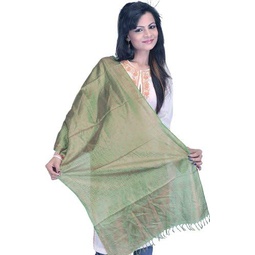 Exotic India Banarasi Handloom Scarf with All-Over Tanchoi Weave - Pure Silk