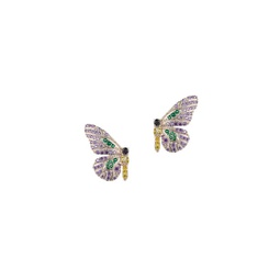 Luxe Butterfly Silvertone & Crystal Earrings