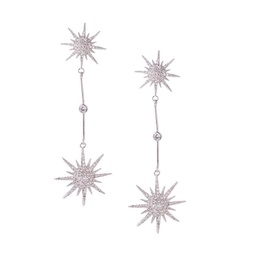 Luxe Silvertone & Crystal Star Constellation Drop Earrings