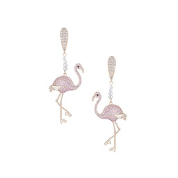 Luxe Goldtone, Faux Pearl & Crystal Flamingo Drop Earrings