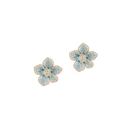 Luxe Goldtone & Crystal Flower Earrings