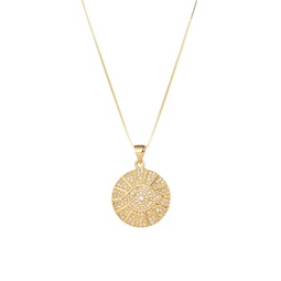 Luxe Evil Eye 14K Goldplated Sterling Silver & Crystal Pendant Necklace