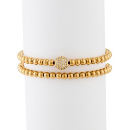 Aaron 2-Piece Goldone Cubic Zirconia Beaded Bracelet Set
