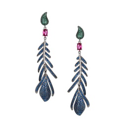 Luxe Jila Blue Feather Cubic Zirconia Drop Earrings