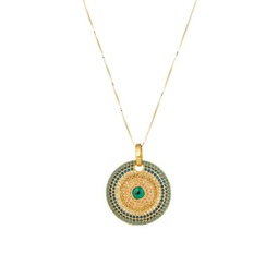 Luxe 14K Goldplated Sterling Silver & Multi-Color Cubic Circonia Evil Eye Circle Pendant Necklace