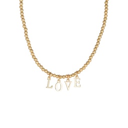 Luxe Lex Goldtone & Titanium Love Beaded Charm Necklace