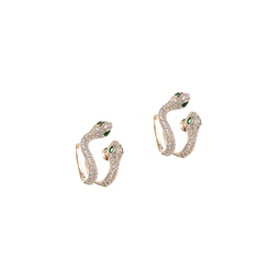 Luxe Golden Snake 18K Goldplated & Crystal Cuff Earrings