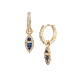 Luxe Vivi Goldtone & Blue & White Crystal Drop Huggies Earrings