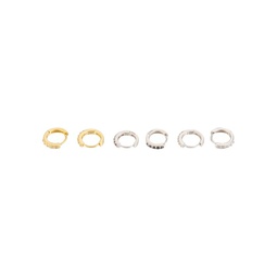 Luxe Set of 3 14K Goldplated Sterling Silver & Cubic Zirconia Huggie Hoop Earrings