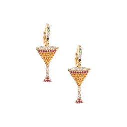 Luxe Martini 18K Goldplated & Cubic Zirconia Huggie Earrings