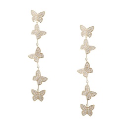 18K Goldplated & Cubic Zirconia Butterfly Drop Earrings