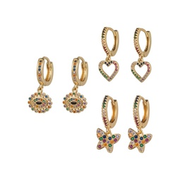 Luxe Collection 3 Pair 18K Goldplated & Cubic Zirconia Huggie Earrings Set