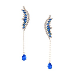 Luxe Cubic Zirconia Blue Angel Wing Drop Earrings