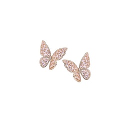 Rose Cubic Zirconia Butterfly Stud Earrings