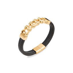Luxe Luca Bicycle Chain Titanium & Leather Bracelet