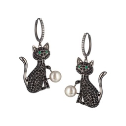 The Luxe Black Cat Cubic Zirconia Crystal Earrings