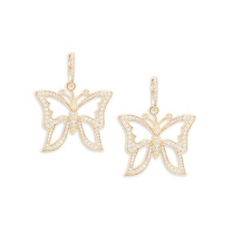 Edith 14K Goldplated & Cubic Zirconia Butterfly Drop Earrings