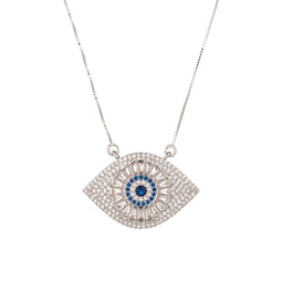 Luxe Sterling Silver & Cubic Zirconia Evil Eye Pendant Necklace