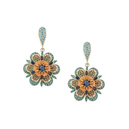 The Luxe 18K Goldpated & Cubic Zirconia Floral Drop Earrings