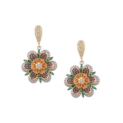 Luxe 18K Goldplated & Cubic Zirconia Floral Earrings