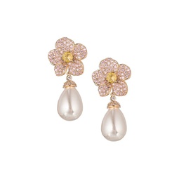The Luxe Collection 18K Goldplated, Glass Pearl & Cubic Zirconia Drop Earrings
