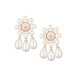 Luxe Ella Goldtone Cubic Zirconia & Faux Pearl Statement Earrings