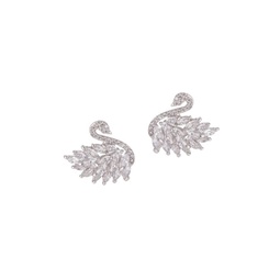 Luxe Silvertone & Cubic Zirconia Swan Earrings
