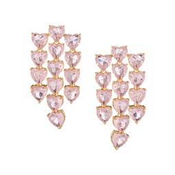 Luxe Yasaman 18K Goldplated & Cubic Zirconia Heart Drop Earrings