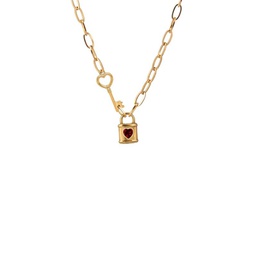 Ivanna 18K Goldplated Titanium & Cubic Zirconia Lock & Key Necklace