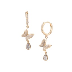 Luxe Butterfly Goldtone & Crystal Huggies Earrings