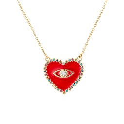 18K Goldplated Sterling Silver & Cubic Zirconia Evil Eye Heart Pendant Necklace