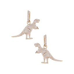 Luxe Goldtone & Crystal T Rex Dinosaur Huggies Earrings