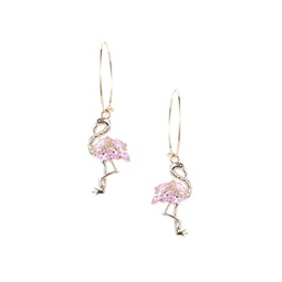 Luxe Pink Cubic Zirconia Flamingo Dangle Earrings