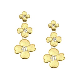 Lucia 18K Goldplated & Cubic Zirconia Daisy Drop Earrings