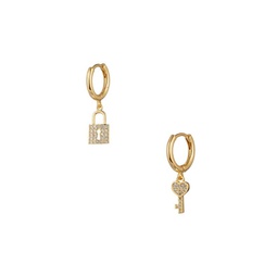 Ella 18K Goldplated & Cubic Zirconia Key Lock Drop Earrings