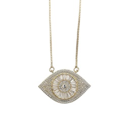 18K Goldplated, Sterling silver & Cubic Zirconia Evil Eye Pendant Necklace