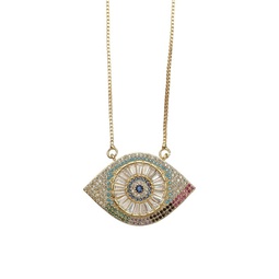 Luxe 14K Goldplated Sterling Silver & Cubic Zirconia Evil Eye Pendant Necklace