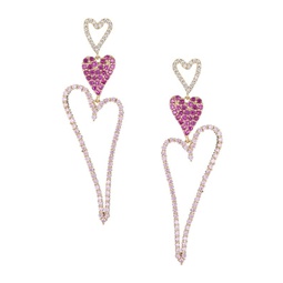 Luxe Goldtone & Cubic Zirconia Triple Heart Drop Earrings