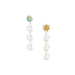 Samantha 18K Goldplated, 6MM Baroque Pearl & Cubic Zirconia Drop Earrings