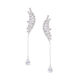 Luxe Rhodium Plated Mystical Clear Cubic Zirconia Drop Earrings