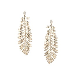Luxe Seoul Feather Goldtone & Cubic Zirconia Drop Earrings