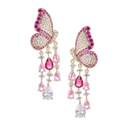 The Luxe Painted Lady 18K Goldplated & Cubic Zirconia Butterfly Chandelier Earrings
