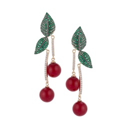 The Cherry Luxe 18K Goldplated & Cubic Zirconia Dangle Earrings