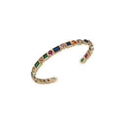Emily Goldtone & Rainbow Cubic Zirconia Cuff Bracelet