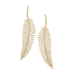 Luxe 18K Goldplated & Cubic Zirconia Feather Drop Earrings