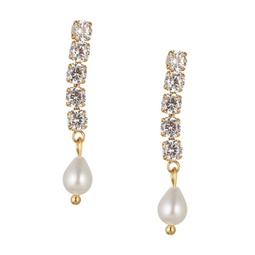 Luxe Asal 18K Goldplated, Cubic Zirconia & Shell Pearl Drop Earrings