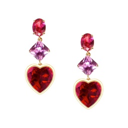 Luxe Nahid 18K Goldplated & Cubic Zirconia Heart Drop Earrings
