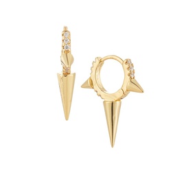Luxe Spike 18K Goldplated & Cubic Zirconia Huggie Earrings