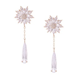 Luxe Anahita 18K Goldplated & Cubic Zirconia Floral Drop Earrings